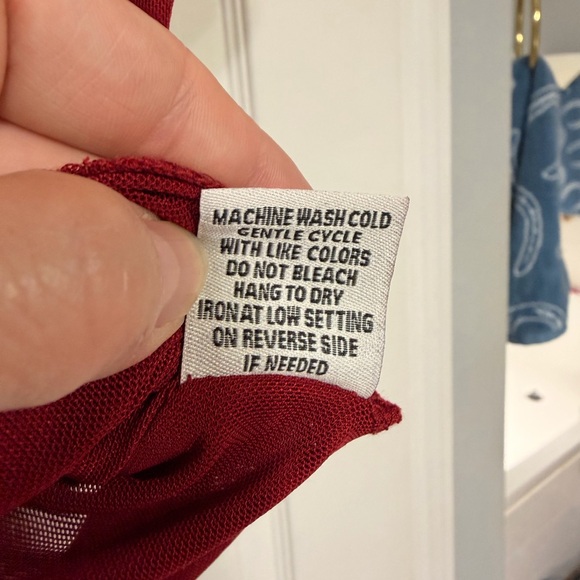 Faded Rose Red Rhinestone Mesh Crop Top - Picture 6 of 6